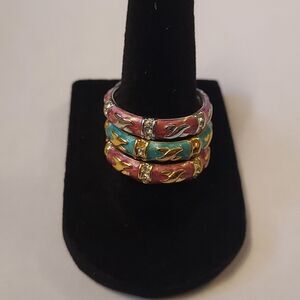 Lauren G  Adams  stackable ring set enamel brass crystal